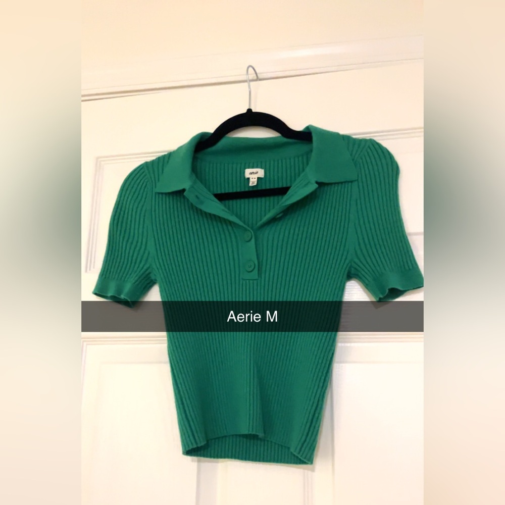 Aerie sweater cropped Polo Shirt - Picture 2 of 2